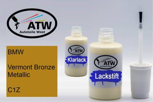 BMW, Vermont Bronze Metallic, C1Z: 20ml Lackstift + 20ml Klarlack - Set, von ATW Autoteile West.